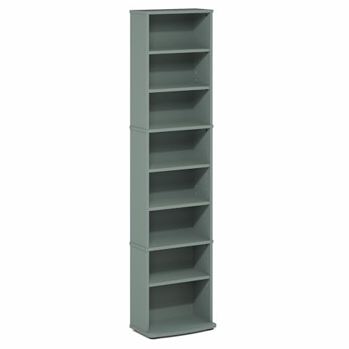 Furinno Jaya DVD Shelf, 8-Tier Tall Narrow CD Rack, Light Sage - Image 8