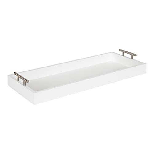 Kate and Laurel Lipton Narrow Decorative Tray; 10 x 24; White - Image 2