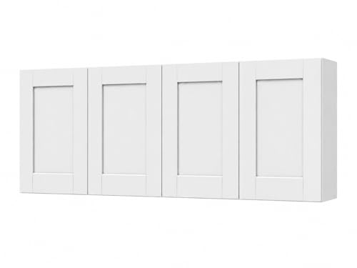 White Laundry Room Cabinets with 4 Doors, Wall Mounted - Image 2