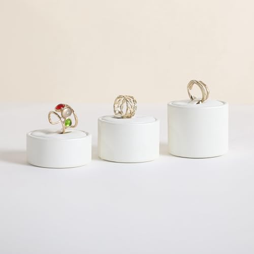 3pcs White Ring Display Stand for Selling, PU Leathe | All Products - Image 2