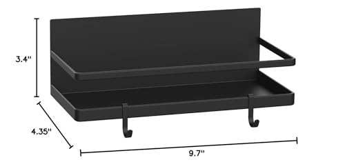 Magnetic Spice Rack, Strong Magnetic Shelf with 2 Removable Hooks - Image 3