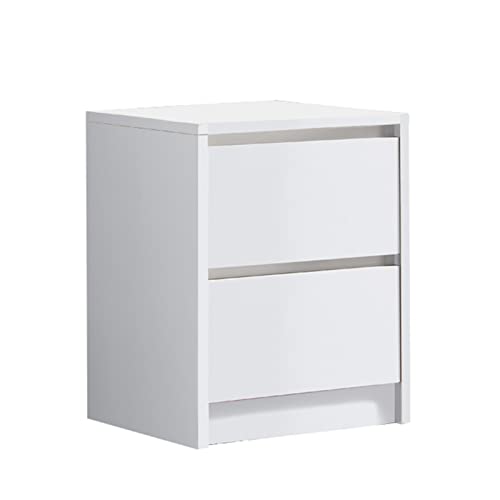 White Bedside Table Modern Simple Nightstand with 2 Storage - Image 2