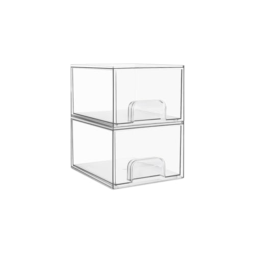 Vtopmart 2 Pack Small Clear Stackable Storage Drawers for Desk - Image 2