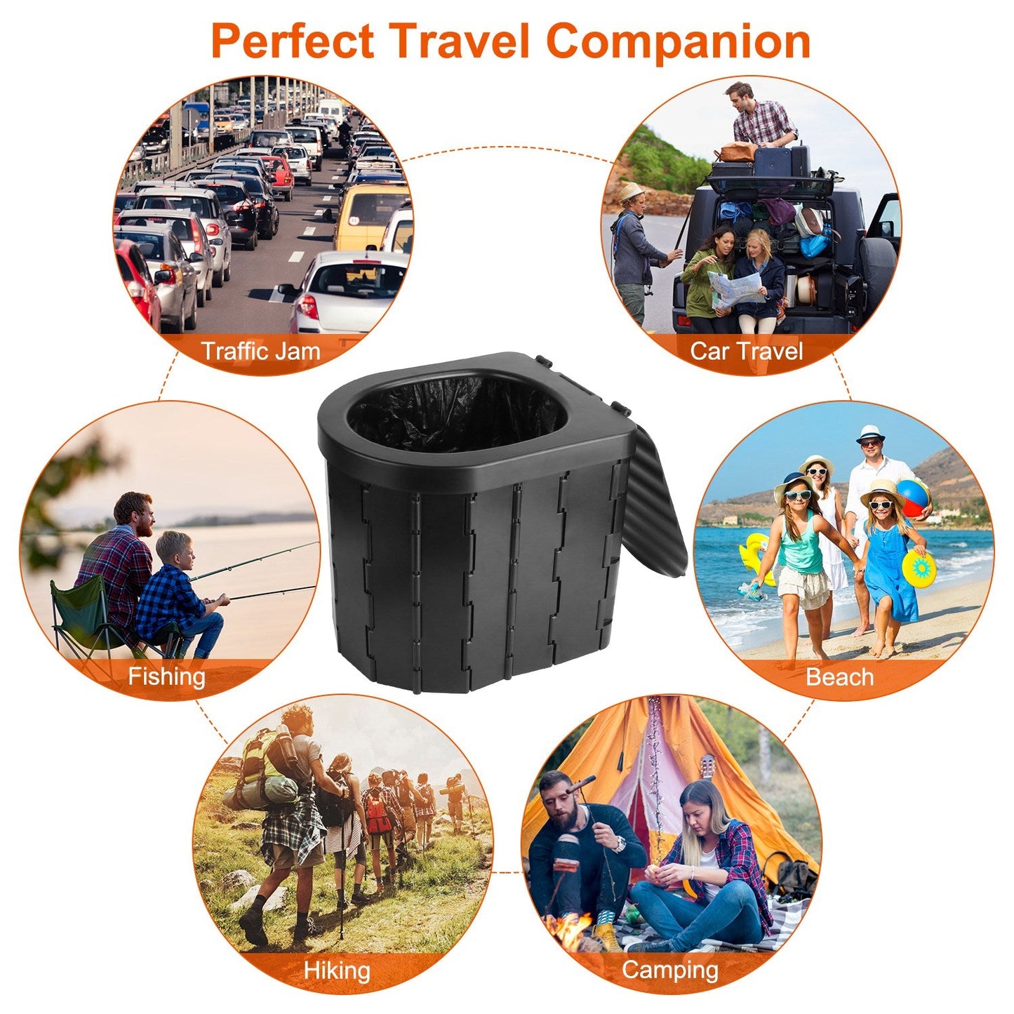 Foldable Portable Camping Toilet – Emergency Porta Potty with Lid & Carry Bag | Fixory911