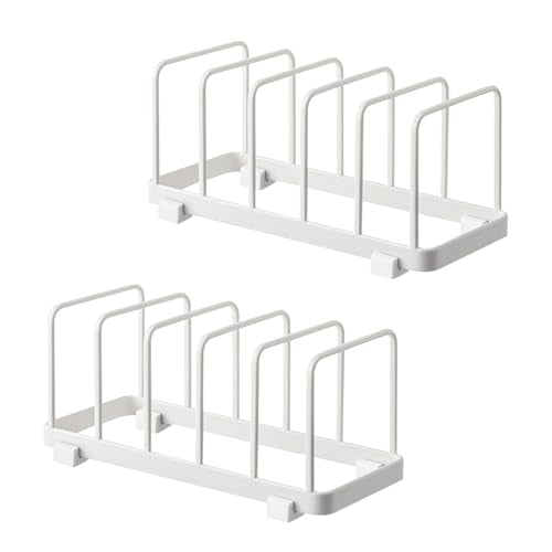 2 Pack Metal Dish Plate Rack Pot Lid Holder Kitchen Organizer - Image 2