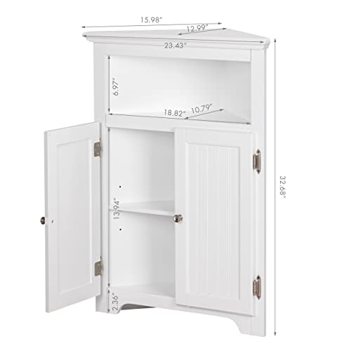 UTEX Corner Bathroom Cabinet with Doors and Adjustable Shelf - Image 3