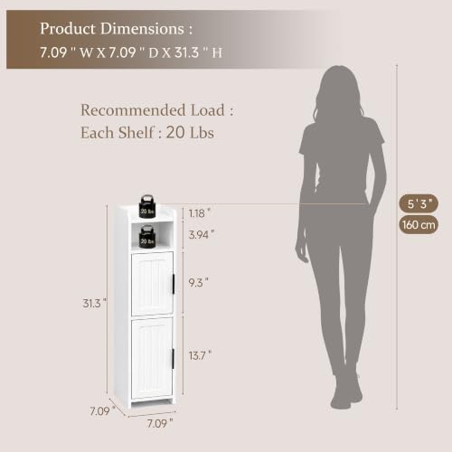 Small Bathroom Storage Cabinet,Corner Cabinet Narrow - Image 4