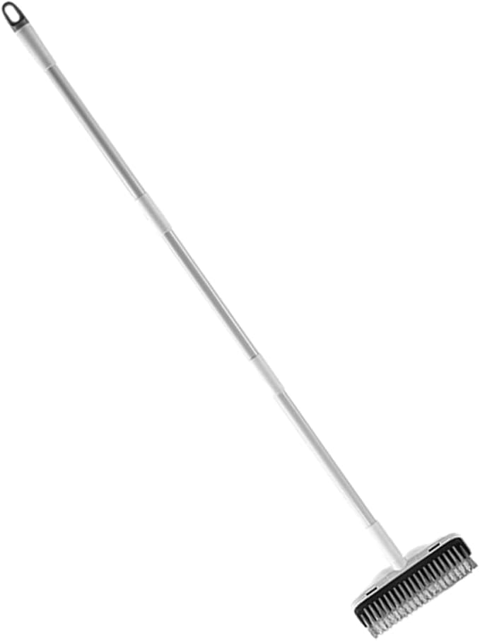Multi-Surface Floor Scrubber Brush Stainless Steel Handle Bathroom Floor Brush Squeegee for Dry Wet Cleaning