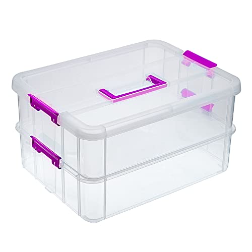BTSKY 2 Layer Stack & Carry Box, Plastic Storage Container Box - Image 2