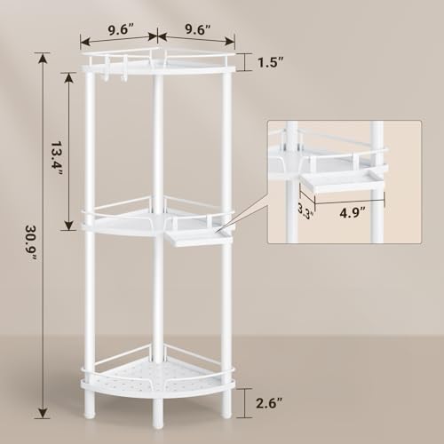 ELYKEN Corner Shower Caddy, 3 Tier Stainless Steel Shower - Image 3