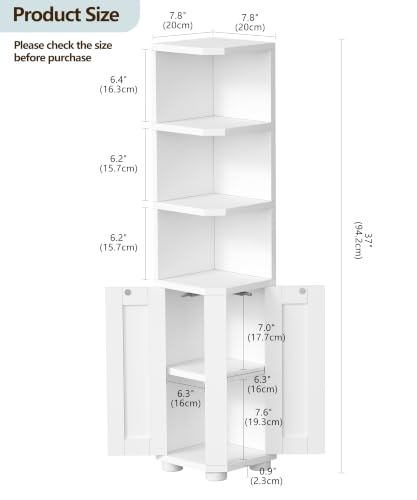 Small Bathroom Corner Storage Cabinet with 3 Open Shelves - Image 3