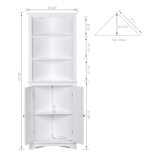 Spirich Tall Corner Bathroom Cabinet with Doors - Image 3