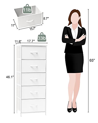 Tall Dresser Vertical Fabric Storage Tower Organizer, 5 Drawers - Image 4