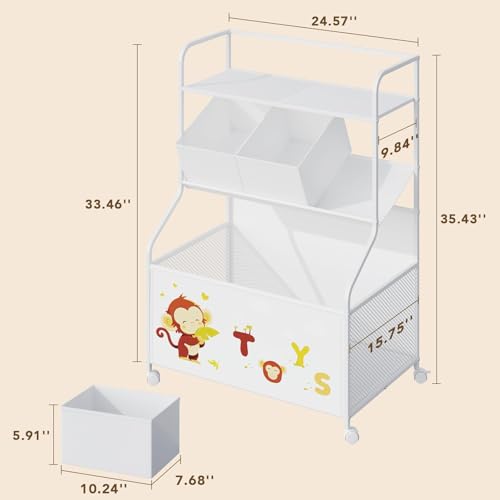 BBLIKE Toy Storage Organizer, Large Toy Box with Wheels - Image 3