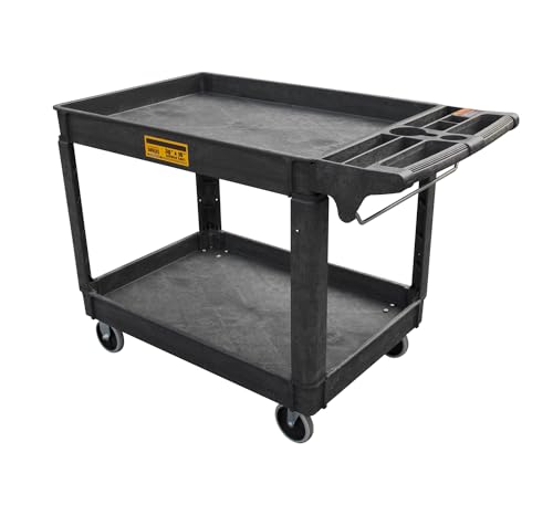 Utility Service Cart, 2-Shelf 500LBS Heavy Duty Plastic Rolling - Image 2