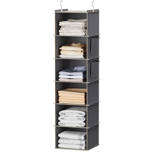 Hanging Closet Organizer and Storage, 6-Shelf, Grey - Image 2