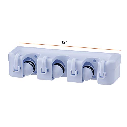 Mop & Broom organizer 3-Slots (White) - Image 4
