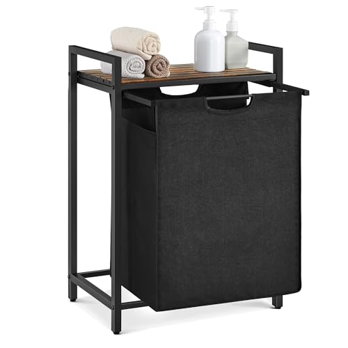 VASAGLE Laundry Hamper with Shelf, 1 Pull-Out Bag - Image 2