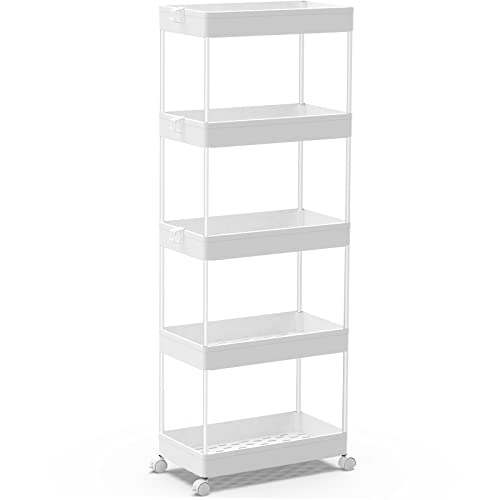 SPACEKEEPER 5 Tier Storage Rolling Cart, Bathroom Cart - Image 2