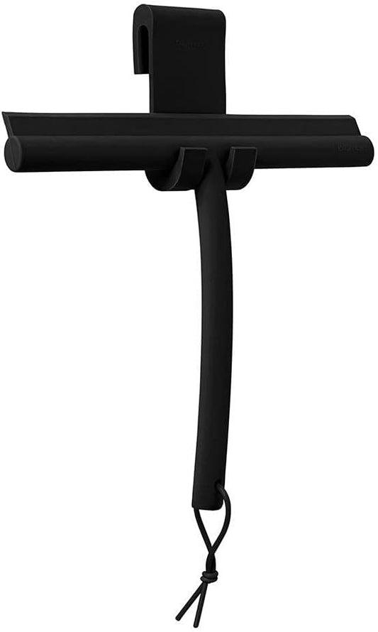 blomus VIPO Shower Squeegee with Holder, 24 cm Wide, Silicone Squeegee for Shower, Bathroom, Window Squeegee, Windscreen Squeegee, Black