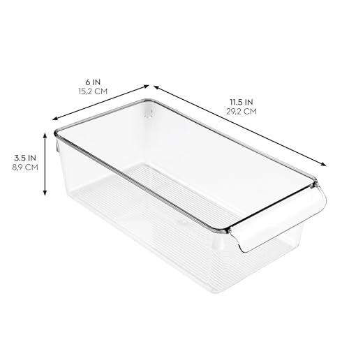 iDesign Fridge Storage Bin with Handle, Set of 4, Clear - Image 4