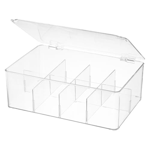 Divided Clear Plastic Organizer Bin with Hinge Lid, 8 - Image 2