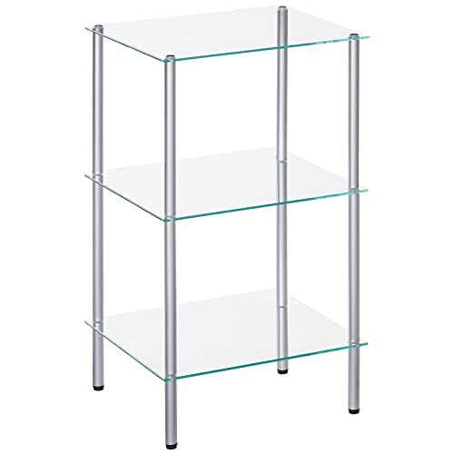 HOOBRO Glass Shelf, 3 Tier Bathroom Standing Shelf Unit - Image 2