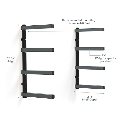 BORA 4-Level Lumber Storage Rack Wall Mount Wood Rack - Image 3