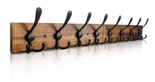 Coat Rack Wall Mount 31.5'' Coat Hanger Wall Mount Burnt - Image 2