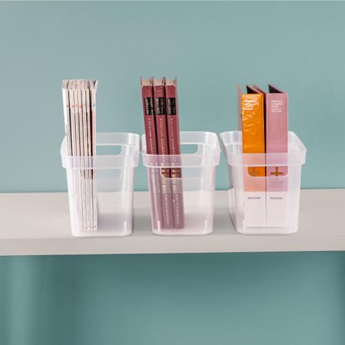 Sterilite Narrow Shelf Bin, Clear Plastic Open Top Storage Basket - Image 6