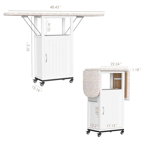 Rolling Ironing Board with Storage Cabinet, Folding Ironing Board - Image 4