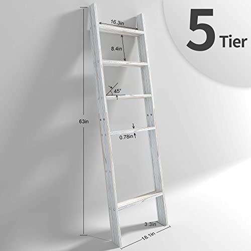 AKTOP Rustic Blanket Ladder 63 Inch, Adjustable Wood - Image 4