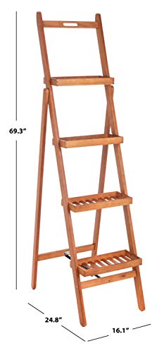 Safavieh Outdoor Collection Grenton Natural Brown 4-Tier Shelf - Image 4