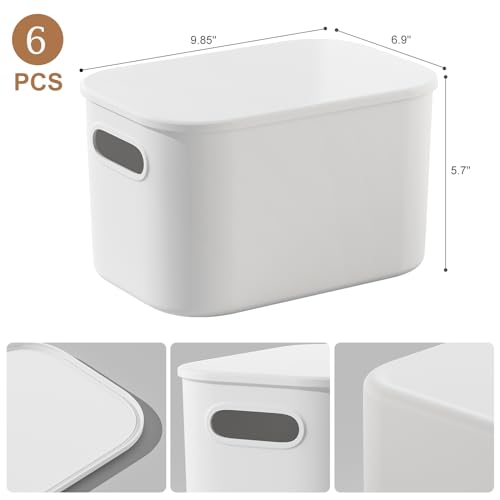 ORGIDOL 6 Pack White Storage Bins with Lids Stackable Storage - Image 6