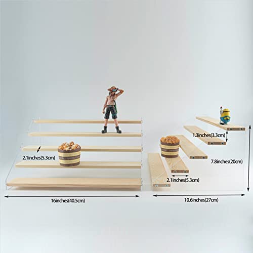 5 Tier Acrylic Display Stand for Figures, Wooden Risers - Image 6