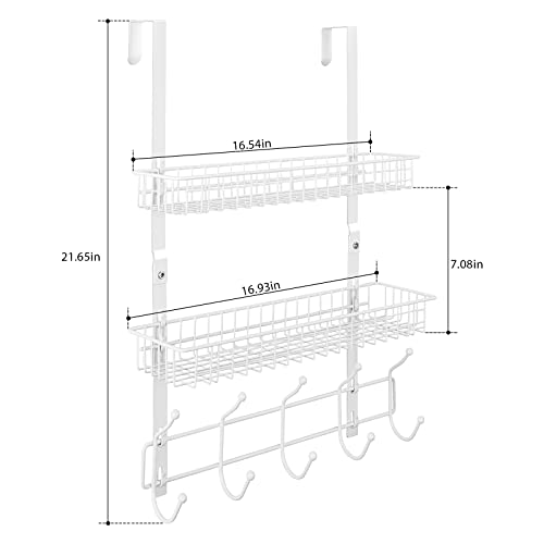 Over the Door Hooks Organizer, Door Hanger with 2 Baskets & 5 - Image 4