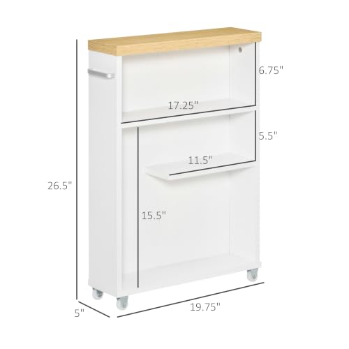 kleankin Slim Bathroom Cabinet with Castor Wheels Fits - Image 4