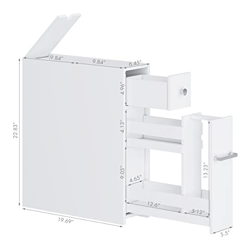 Spirich Slim Bathroom Storage Cabinet with Toilet Paper Holder - Image 4