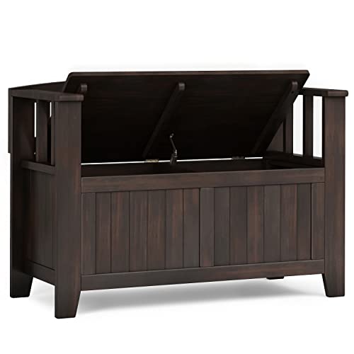 SIMPLIHOME Acadian 36" Wide Solid Wood Storage Bench - Image 5