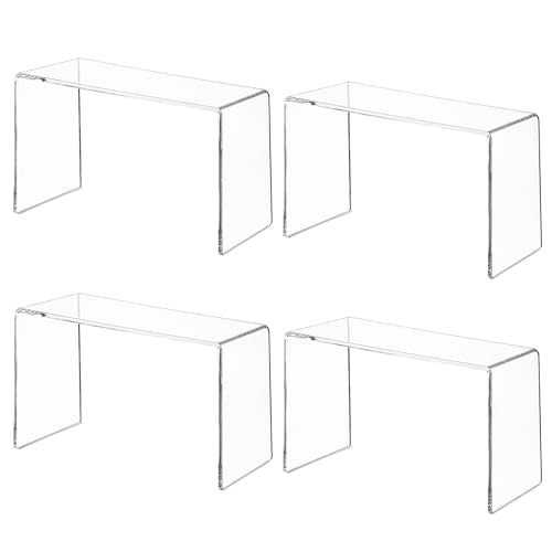 Aminigram 4 Pack Acrylic Display Shelf Riser, Clear Rack 9.2L x - Image 2