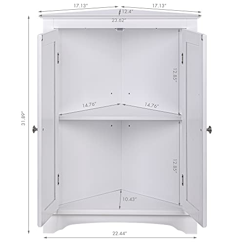Spirich Corner Bathroom Cabinet with Doors and Adjustable Shelf - Image 3