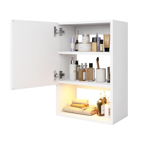 Wall Mounted Storage Cabinet with LED Light, Bathroom Over Toilet - Image 2