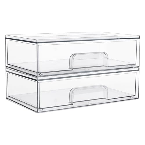 Vtopmart Clear Stackable Storage Drawers, 2 Pack | Home Organization - Image 2