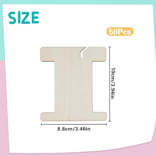 50 PCS Ribbon Storage Organizer, Empty Wooden Flat Spool - Image 4