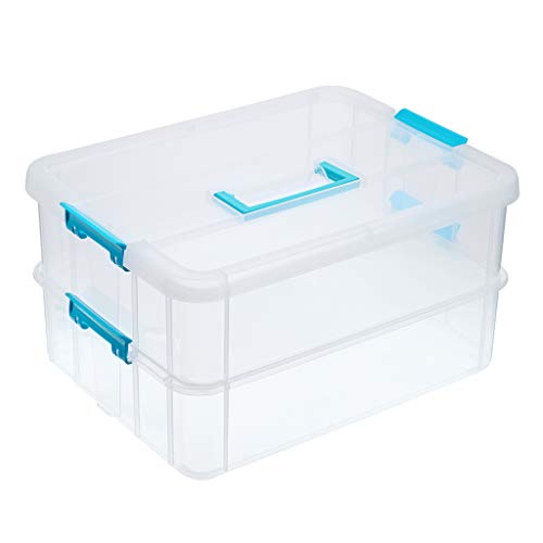 BTSKY 2 Layer Stack & Carry Box, Plastic Multipurpose Portable - Image 2