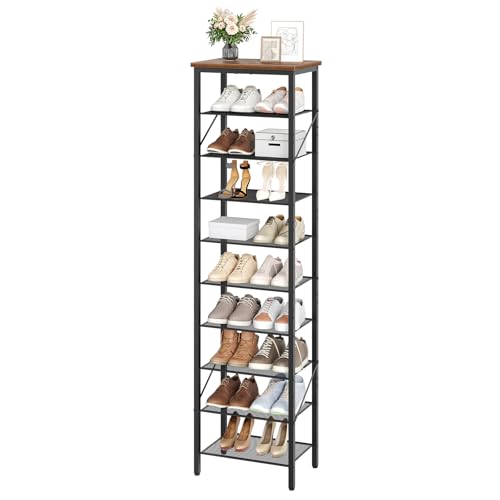 MAHANCRIS 10 Tier Narrow Shoe Rack Organizer, Tall Slim - Image 2