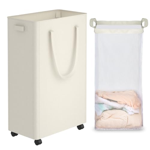 efluky Slim Laundry Hamper with Wheels and Removable Bag - Image 2