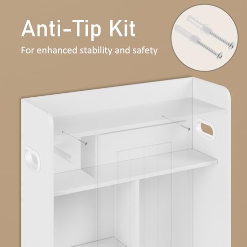 Bathroom Floor Cabinets,Storage Cabinet with Sliding Door,White - Image 7