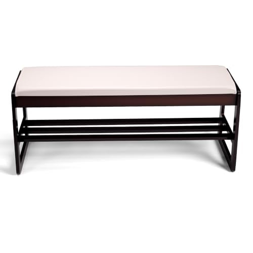 Wood Entryway Bench with Flip Storage Cushion, U-Shaped - Image 4