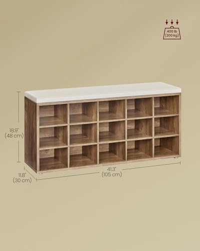 VASAGLE Shoe Bench with Cushion, 15 Compartments, 11 | All Products - Image 4